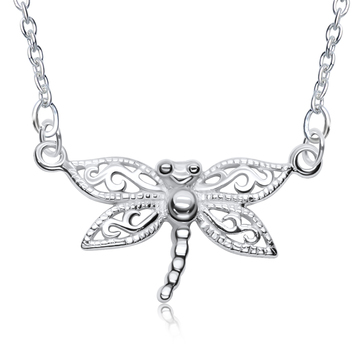 Grand Dragonfly Designed Silver Necklace SPE-3385